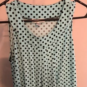 Blue and black polka dot dressy tank